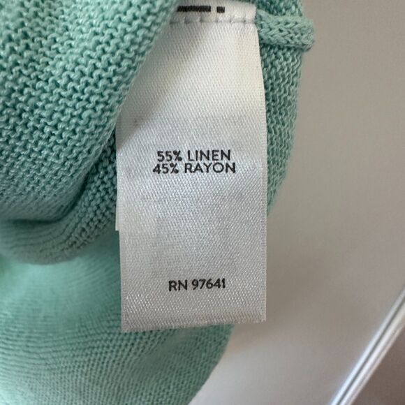 J Jill Womens Knit Tunic Linen Blend Split Neck Half Sleeve Sweater Top Sz Large - Picture 7 of 7